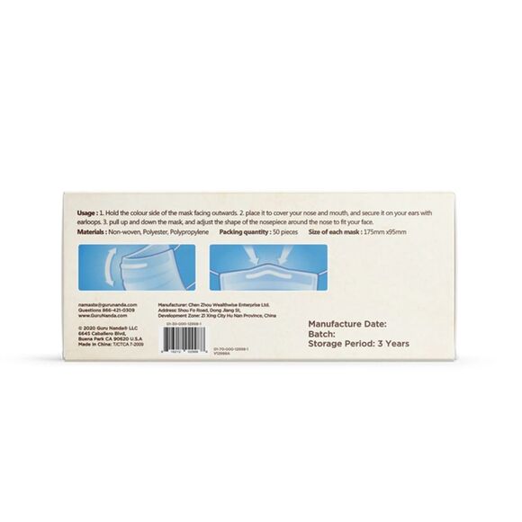 1000 Guru Nanda 3-Ply Disposable Face Mask With Ear loop For Home Office School - Picture 2 of 7
